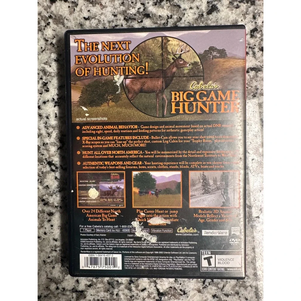 PlayStation 2 PS2 Cabelas Big Game Hunter Greatest‎ Hits Game Disc Case Manual